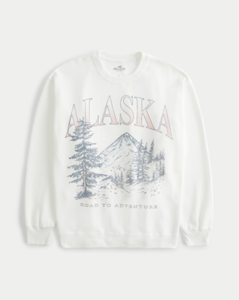 Women's Oversized Alaska Graphic Crew Sweatshirt | Women's New Arrivals 
