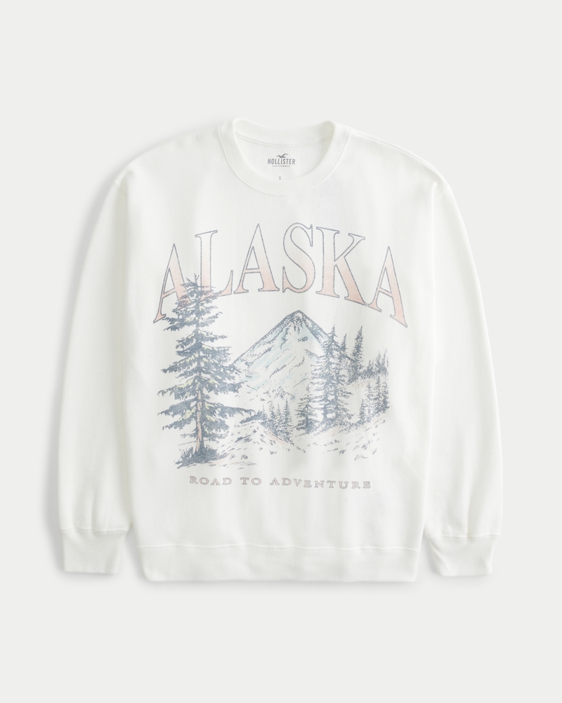 Women's Oversized Alaska Graphic Crew Sweatshirt