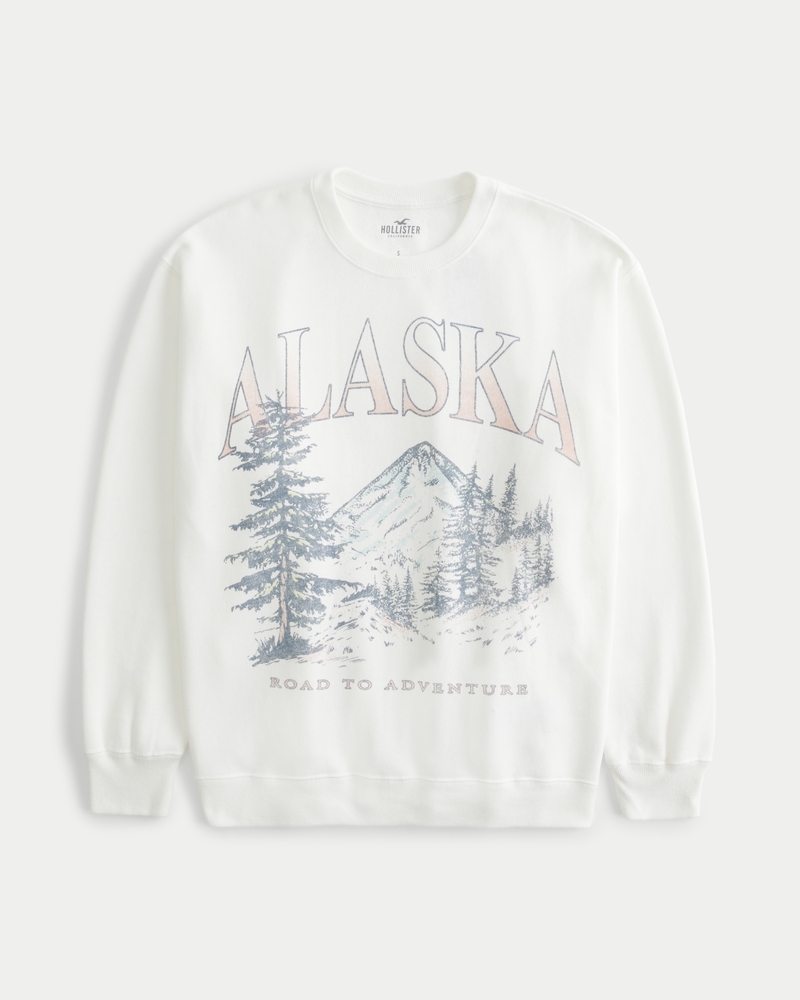 Women s Oversized Alaska Graphic Crew Sweatshirt Women s Clearance HollisterCo