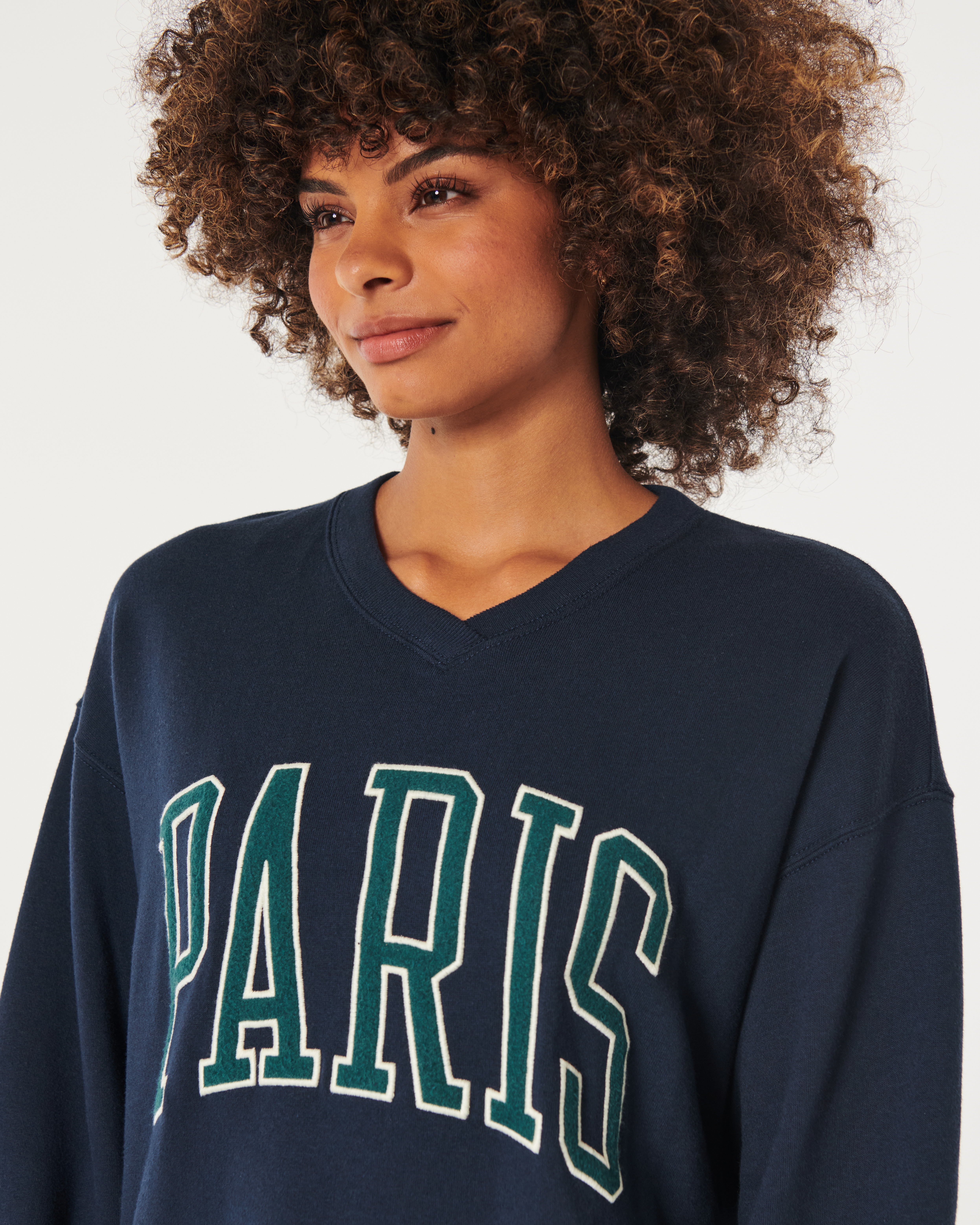 Oversized Paris Graphic Crew Sweatshirt