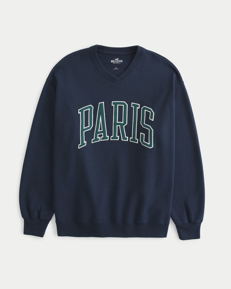 Women's Oversized Paris Graphic Crew Sweatshirt, Women's Clearance