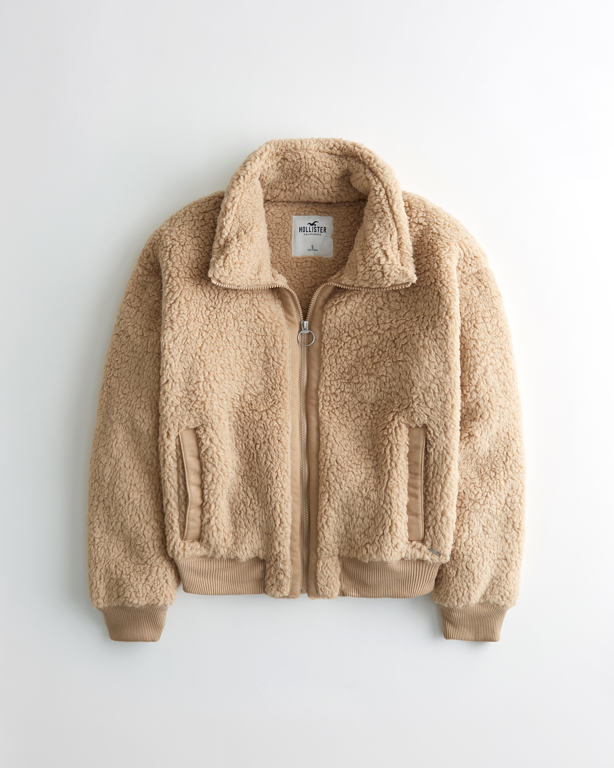 hollister sherpa lined bomber jacket