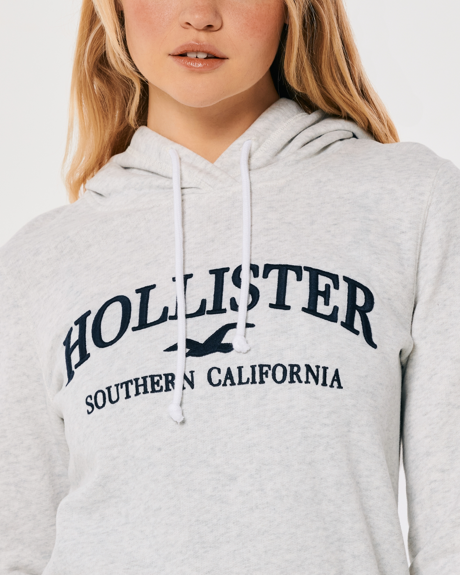 Hollister California Women Embroidered Logo Applique Graphic Sweatshirt  Heather Grey Grey Size Large, Red, L : : Clothing, Shoes &  Accessories