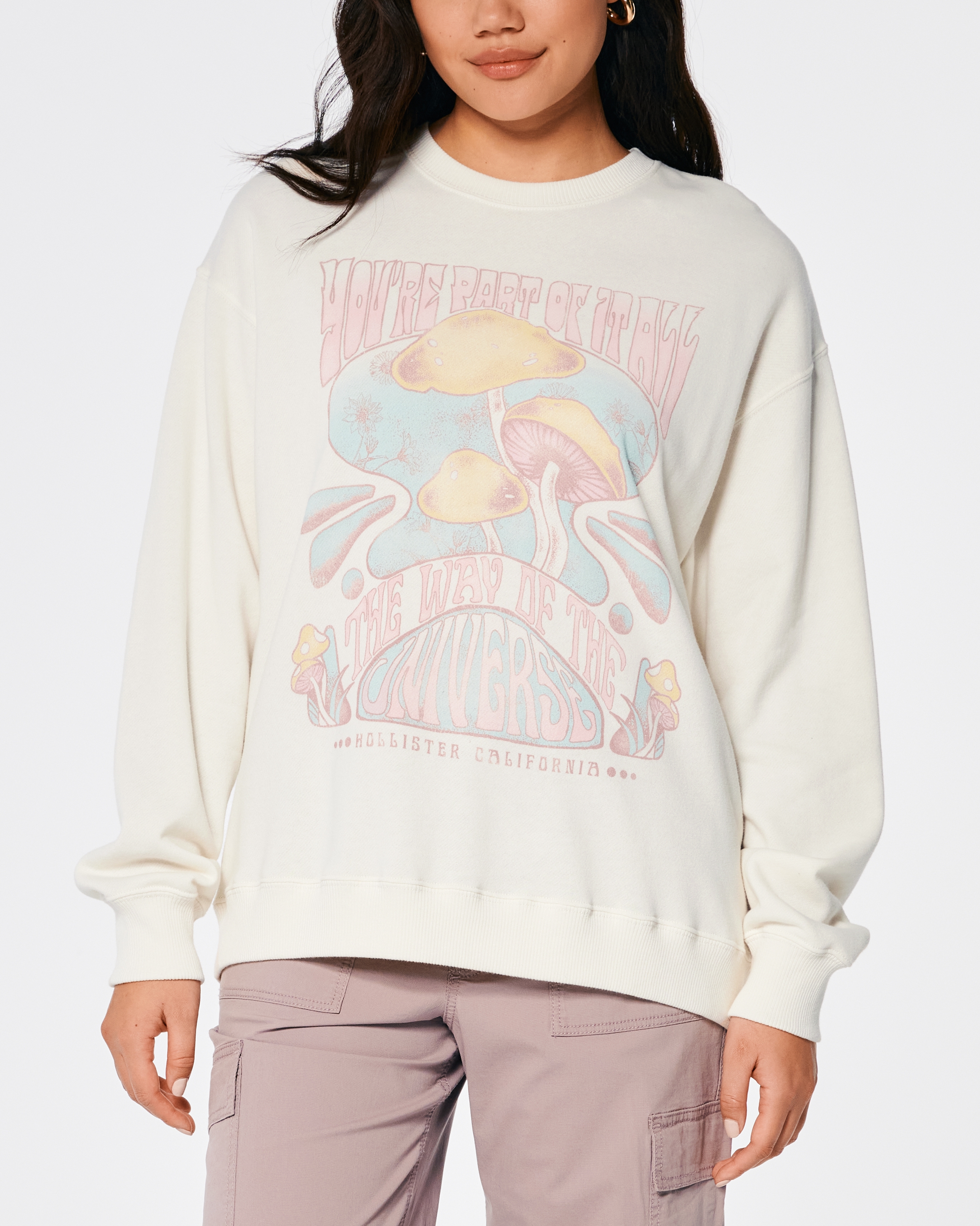 Oversized Print Graphic Crew Sweatshirt