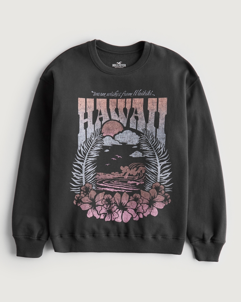 Women's Oversized Print Graphic Crew Sweatshirt | Women's Sale |  HollisterCo.com