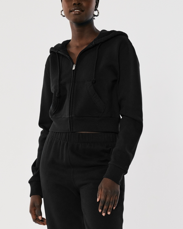 Feel Good Mini Zip-Up Hoodie, Black