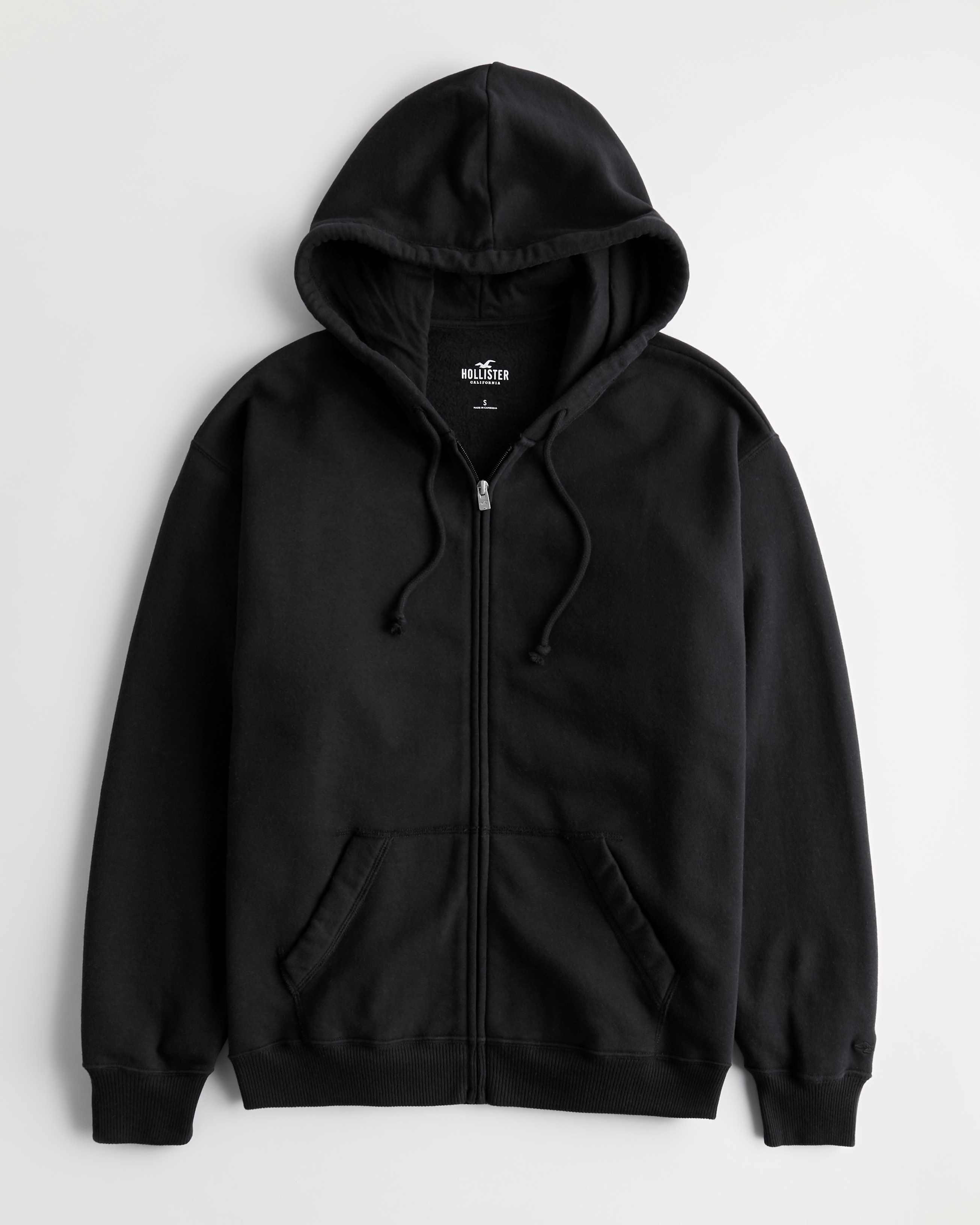 Hollister Co. FAUX SHEARLING-LINED ZIP-UP LOGO GRAPHIC HOODIE