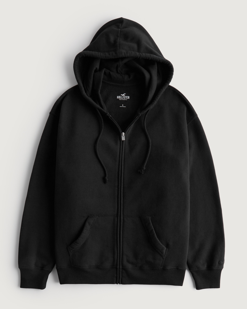 Hollister black zip up on sale hoodie