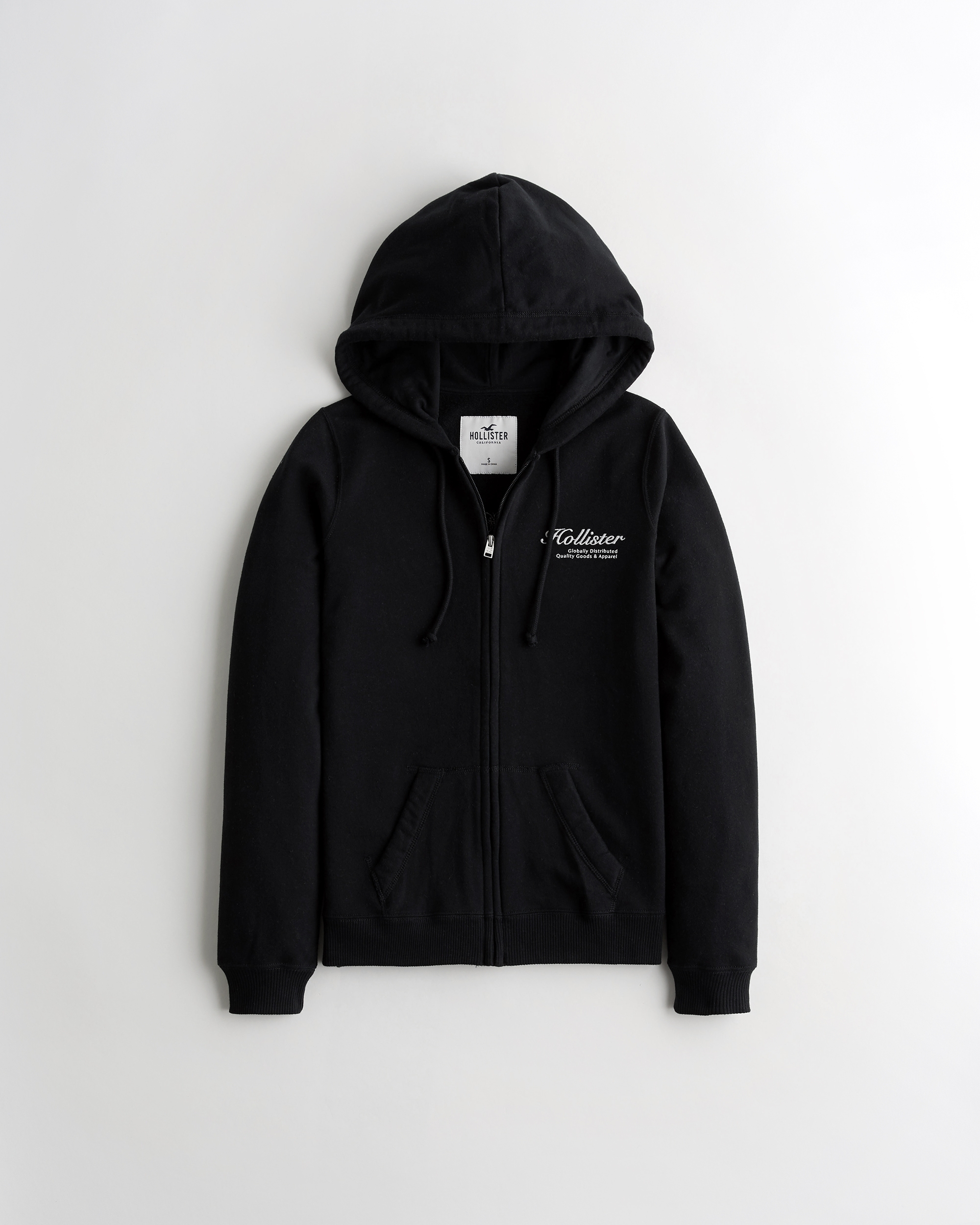 hollister logo full zip hoodie