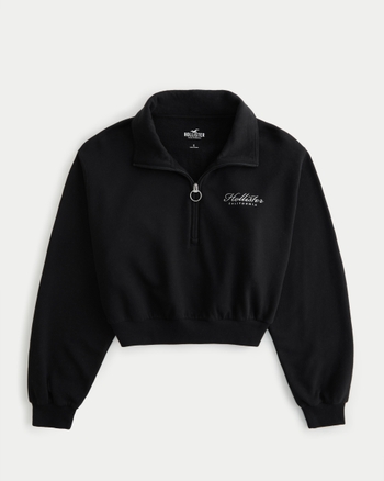 Women s Easy Half Zip Logo Sweatshirt Women s Tops HollisterCo
