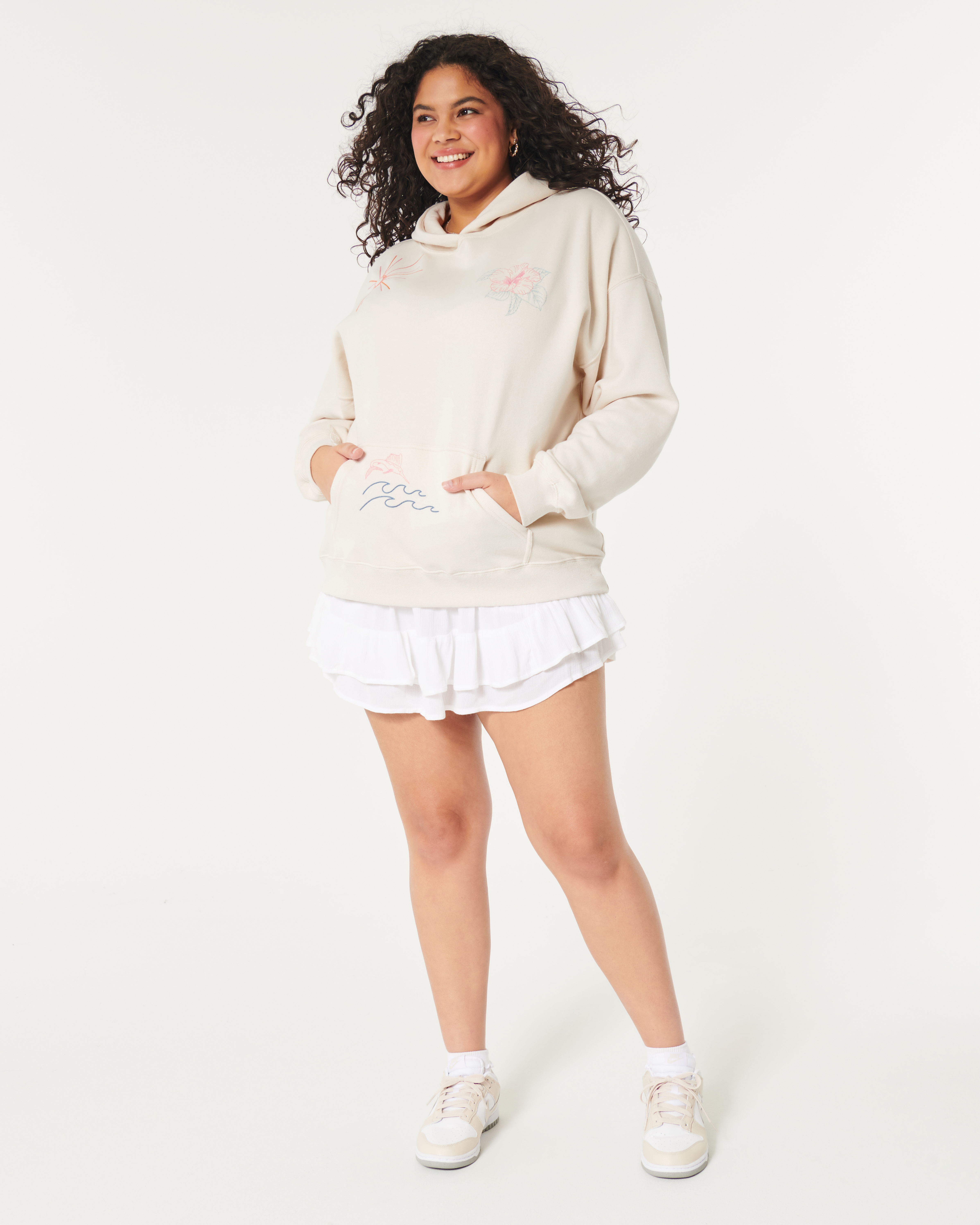 Hollister rose hot sale embroidered graphic hoodie