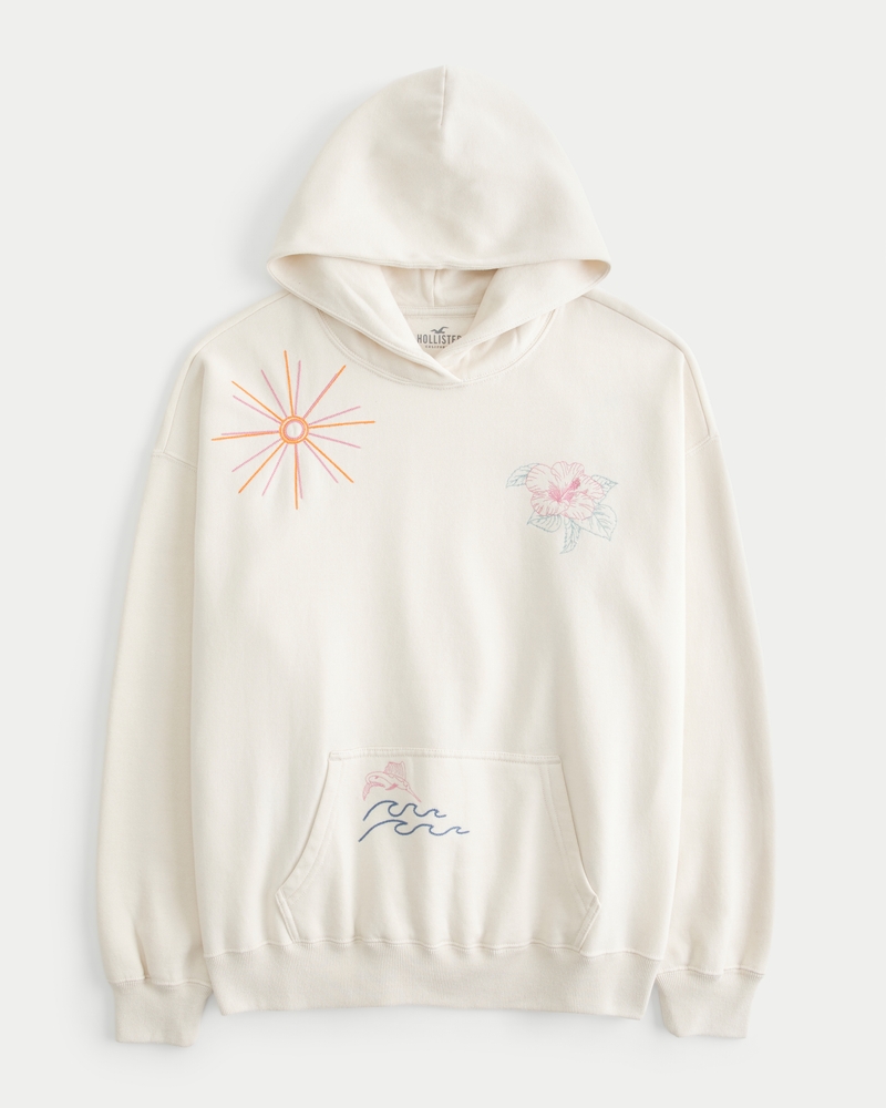 Oversized Embroidered Graphic Hoodie