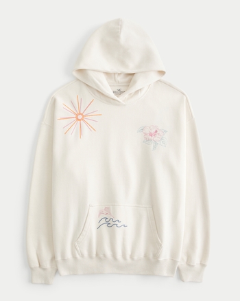 Hollister-Hoodie-Embroidered Logo Hoodie - Grey - XL: Buy Online