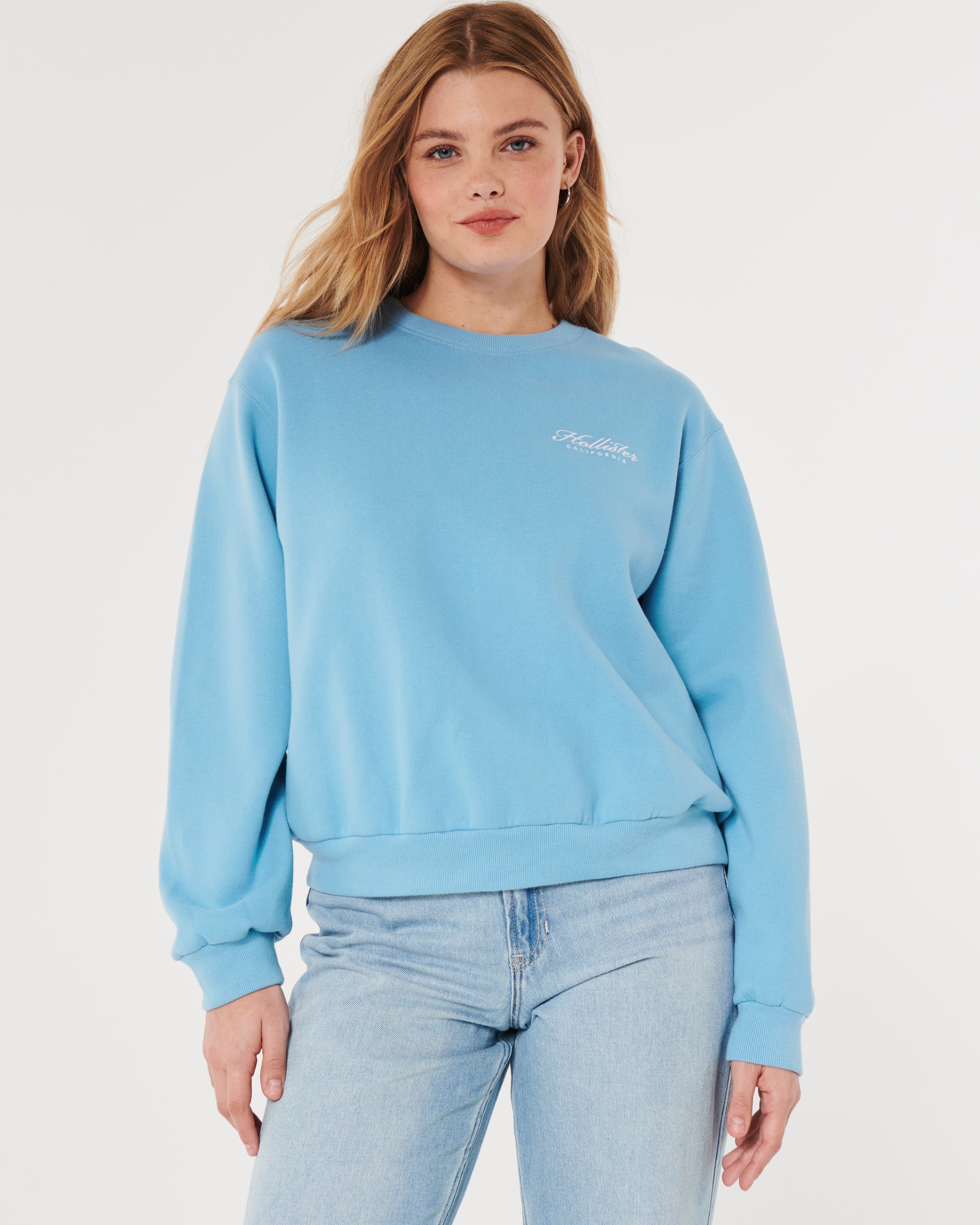 Hollister Easy Logo Crew Sweatshirt CoolSprings Galleria