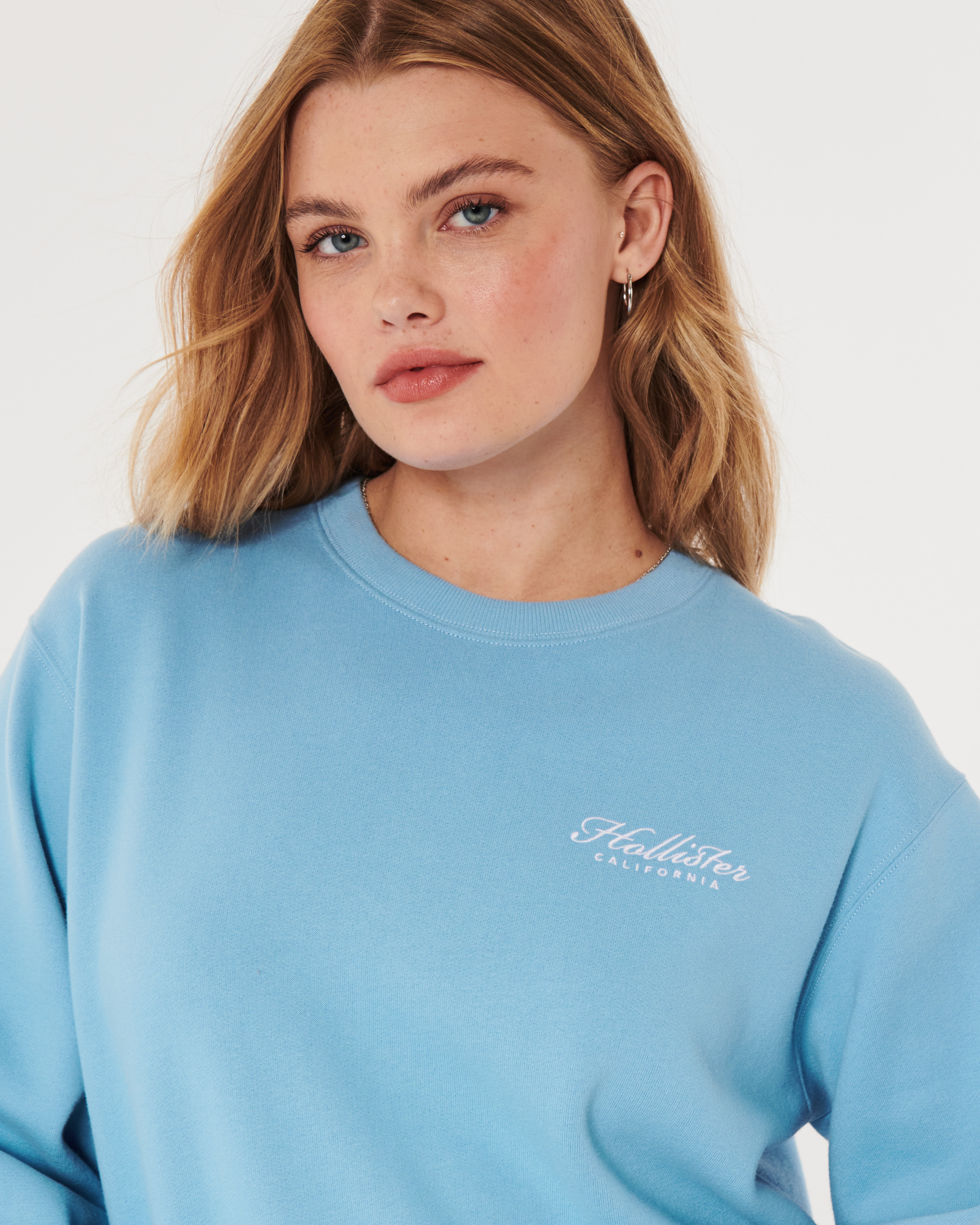 Hollister Women Blue Crew Neck T-Shirt