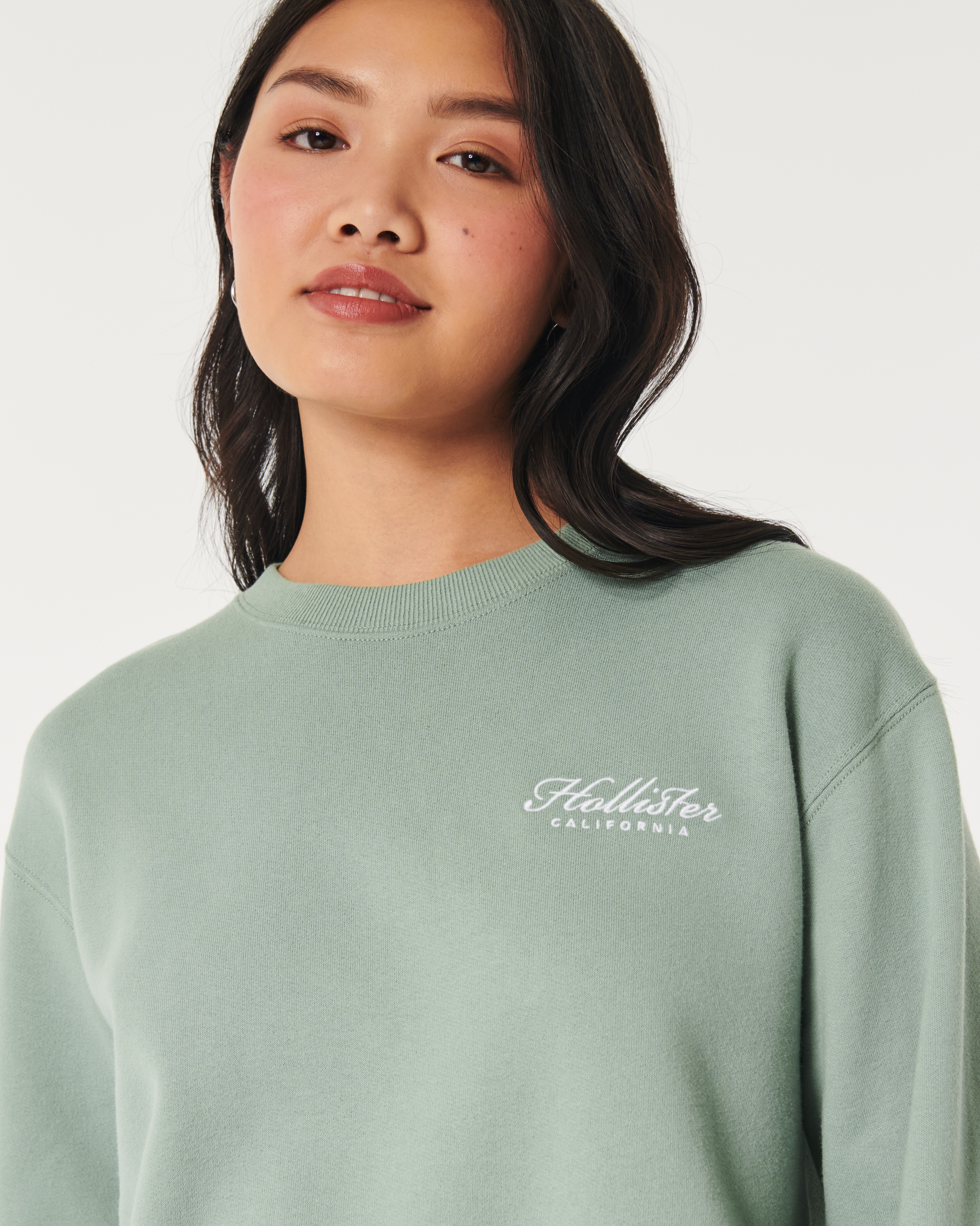 Logo tape crewneck sweatshirt hot sale hollister