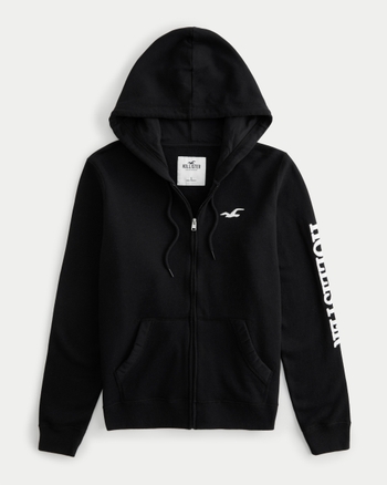 Women s Zip Up Logo Graphic Hoodie Women s Tops HollisterCo