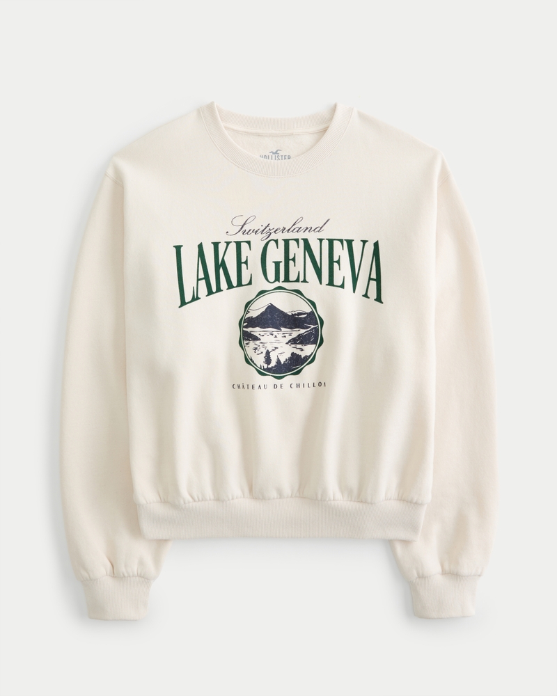 Women's Easy Lake Geneva Switzerland Graphic Crew Sweatshirt | Women's ...