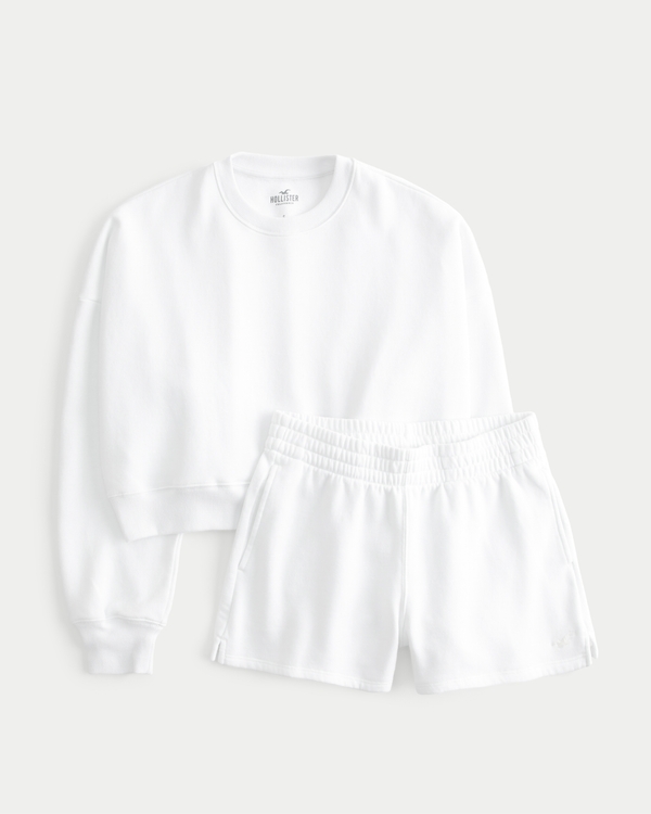 Easy Sweatshirt & Fleece Shorts Bundle, White