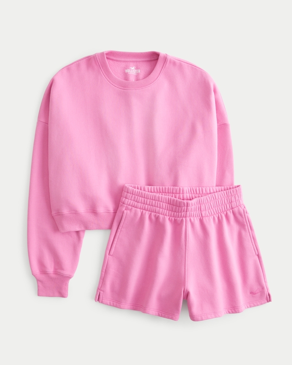 Easy Sweatshirt & Fleece Shorts Bundle, Pink
