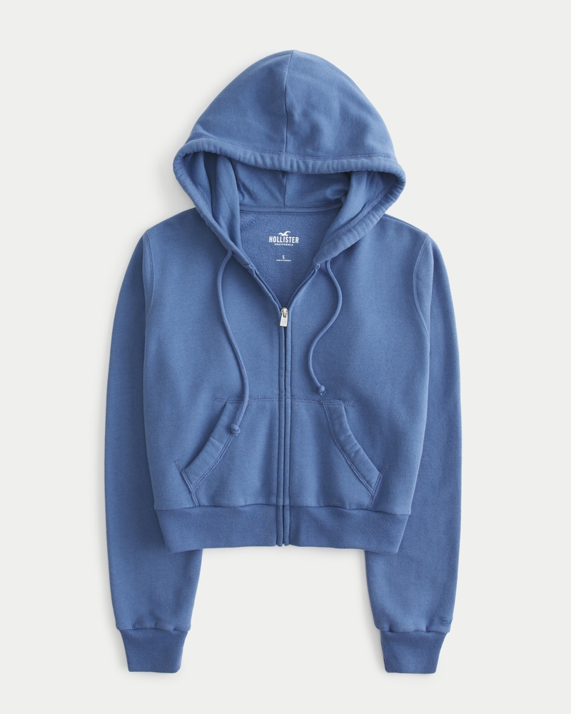 Women s Hollister Feel Good Fleece Mini Zip Up Hoodie Women s Clearance HollisterCo