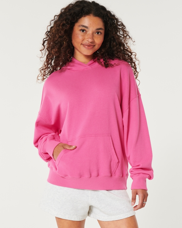 Oversized Terry Hoodie, Pink