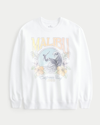 Women's Oversized Malibu California Graphic Terry Sweatshirt Women's
