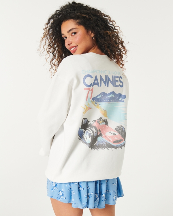 Oversized Cannes Racing Graphic Crew Sweatshirt