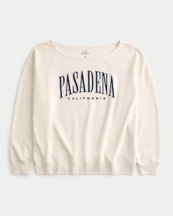 Damen Schulterfreies Oversized-Sweatshirt mit Pasadena-Grafik  