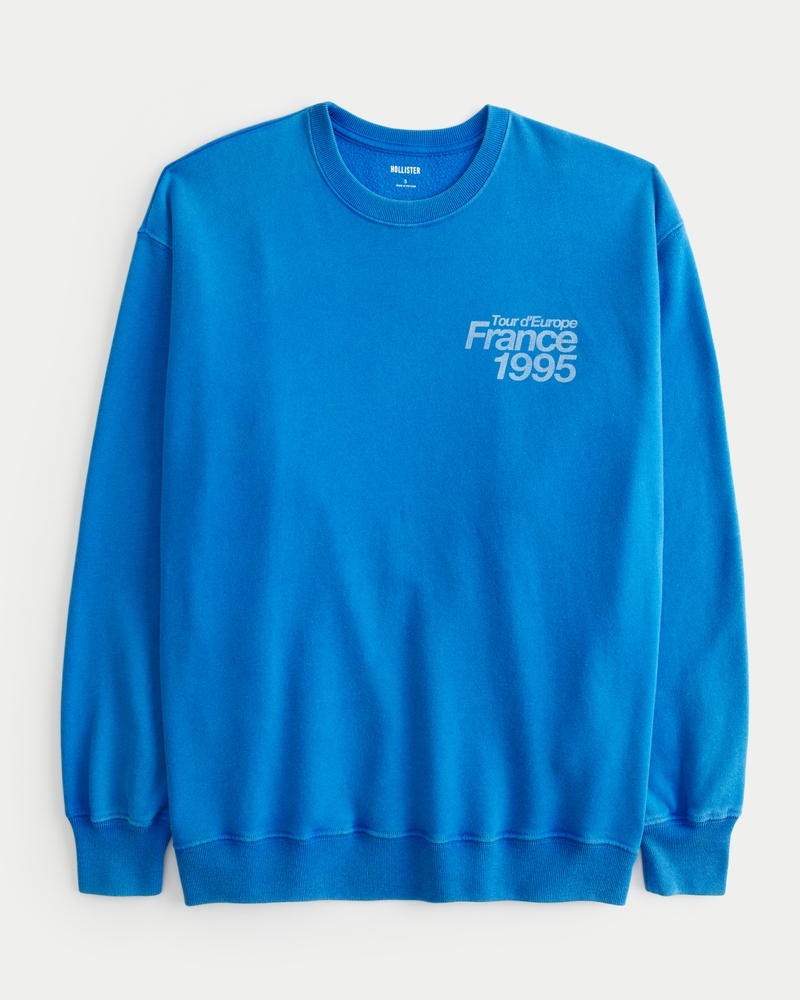 Women s Oversized Tour d Europe France Graphic Crew Sweatshirt Women s Hollister Sale Up to 40 Off Select Styles HollisterCo