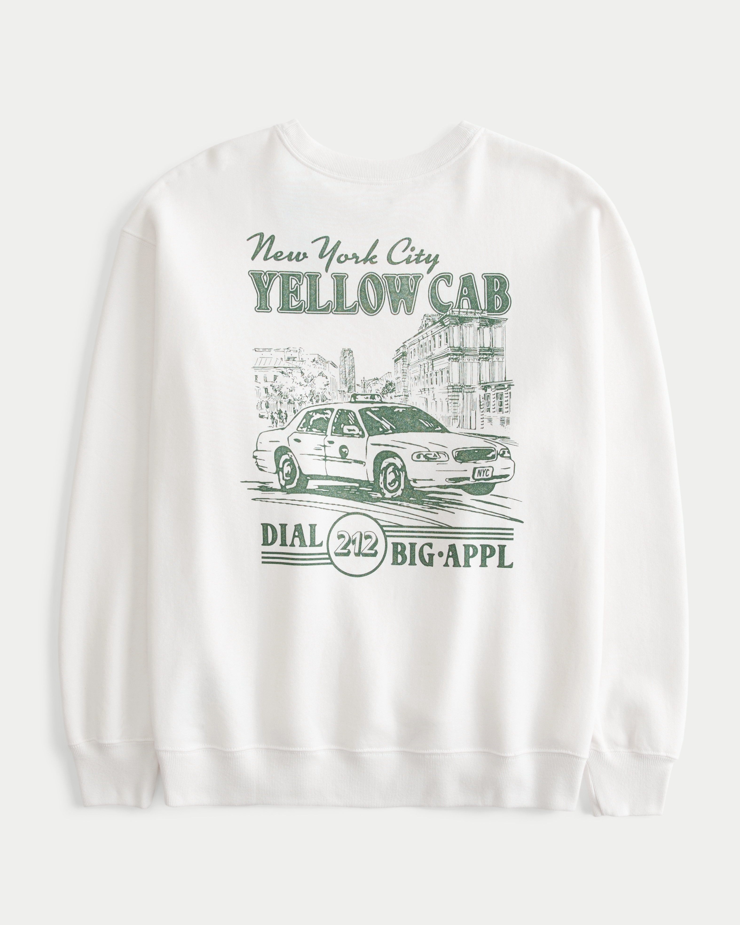 Oversized New York City Yellow Cab Graphic Crew Sweatshirt