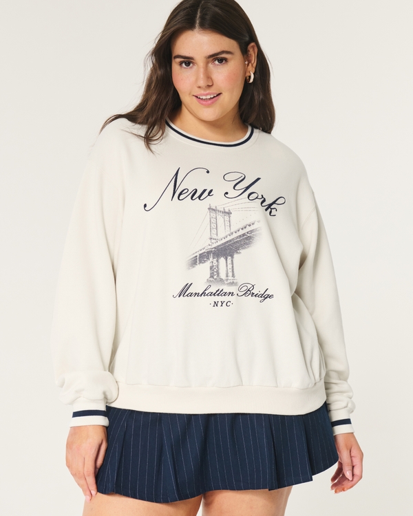 Easy New York Graphic Crew Sweatshirt, Cream