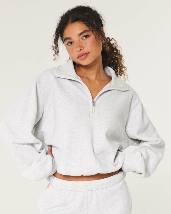 Easy Half-Zip Sweatshirt, Light Heather Gray