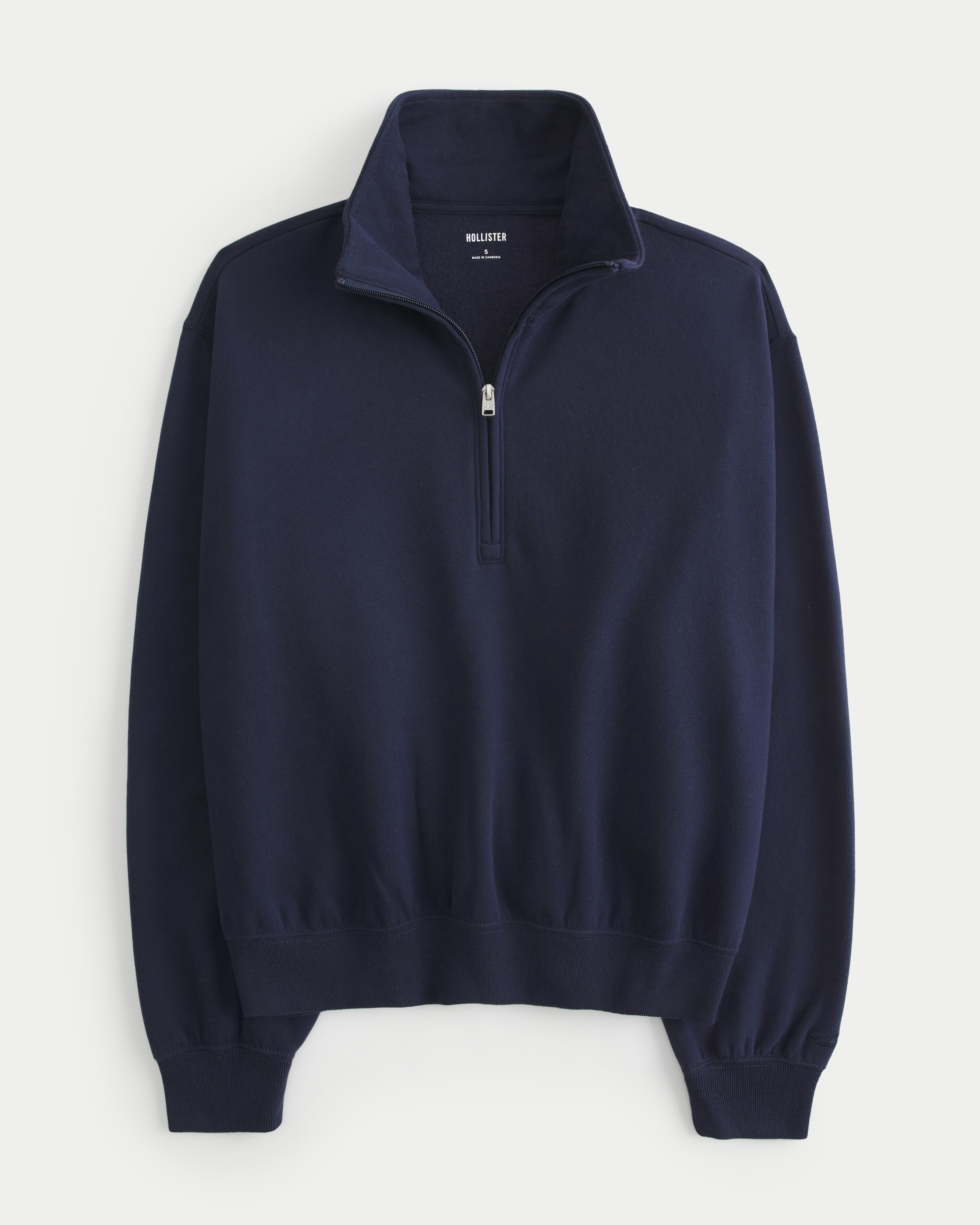 Women s Easy Half Zip Sweatshirt in Navy Blue Size L from Hollister