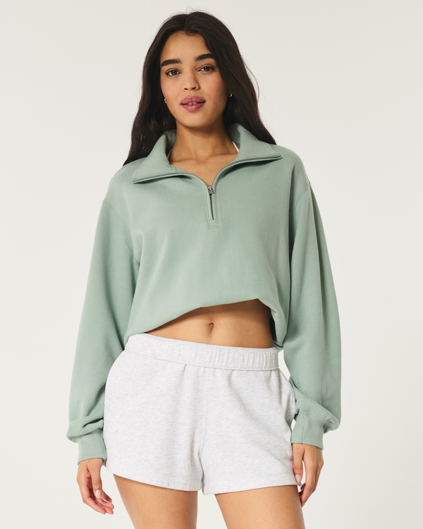 Easy Half-Zip Sweatshirt, Eucalyptus Green