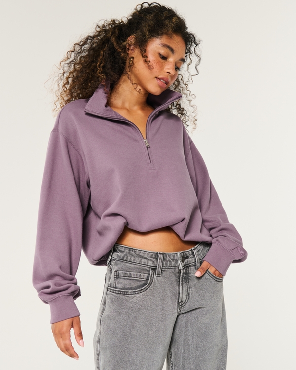 Easy Half-Zip Sweatshirt, Dark Mauve