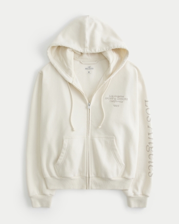 Hollister Easy Full-Zip Logo Graphic Hoodie