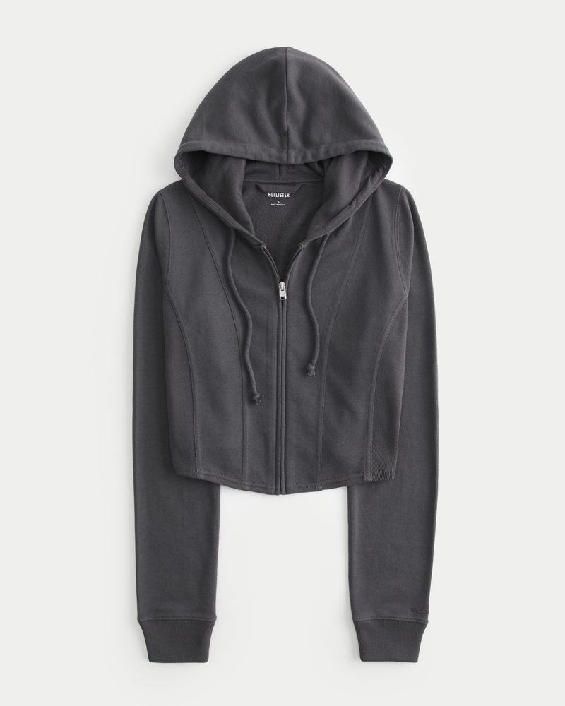 Women s Easy Seamed Zip Up Terry Hoodie Women s Sale HollisterCo