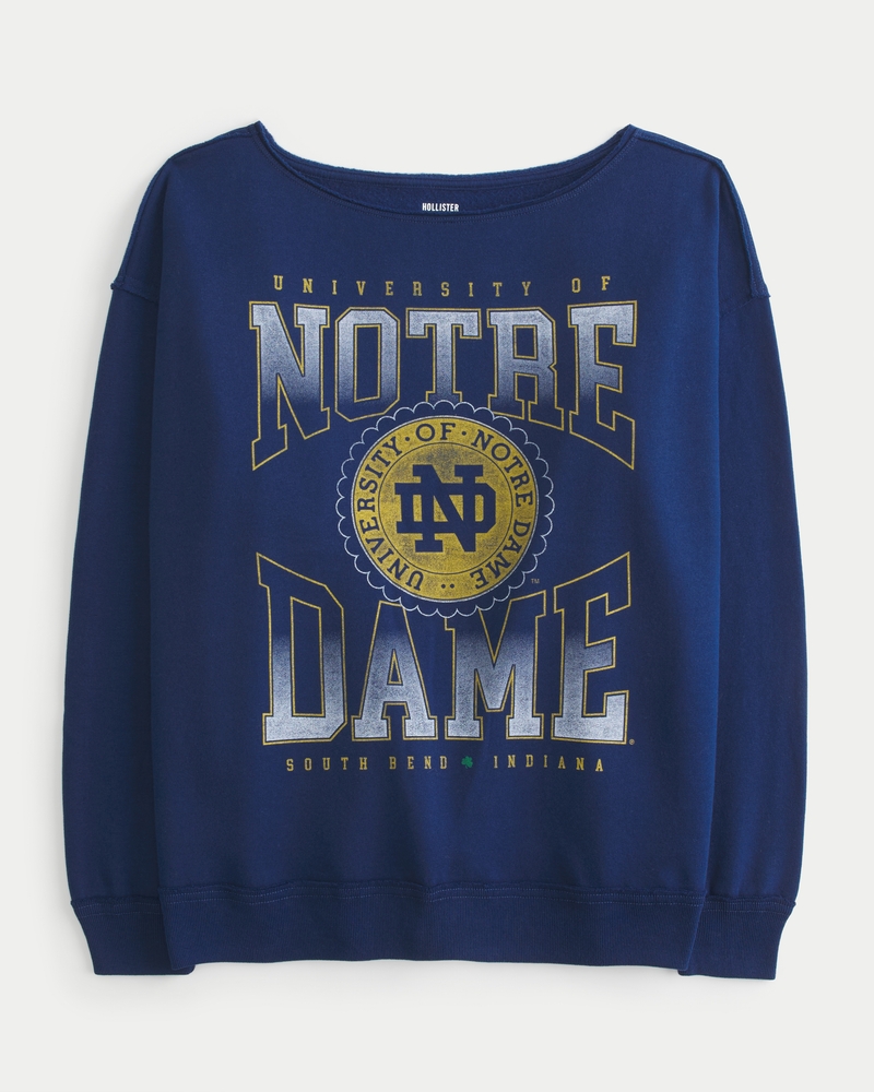 Women s Oversized University of Notre Dame Off the Shoulder Sweatshirt Women s Tops HollisterCo