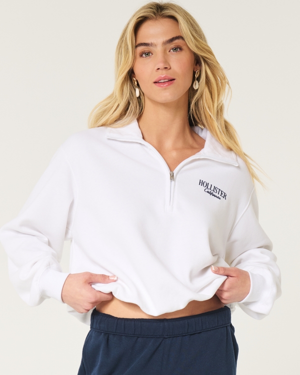 Easy Half-Zip Logo Sweatshirt, White