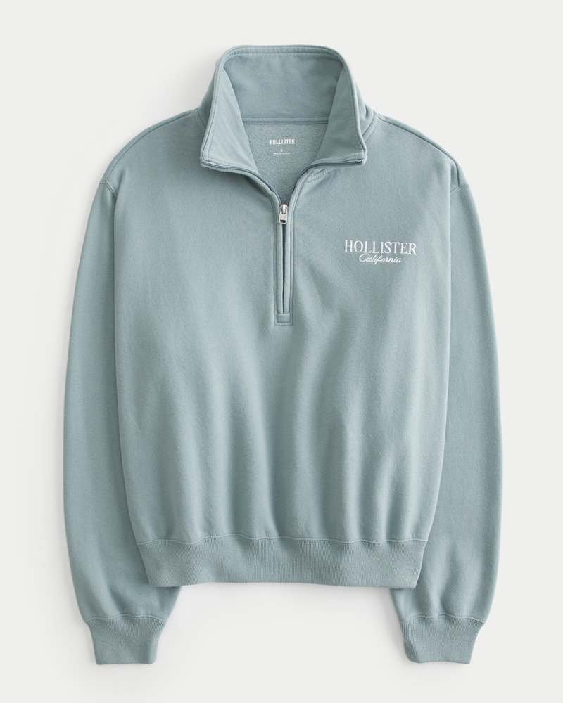 Women s Easy Half Zip Logo Sweatshirt Women s Tops HollisterCo