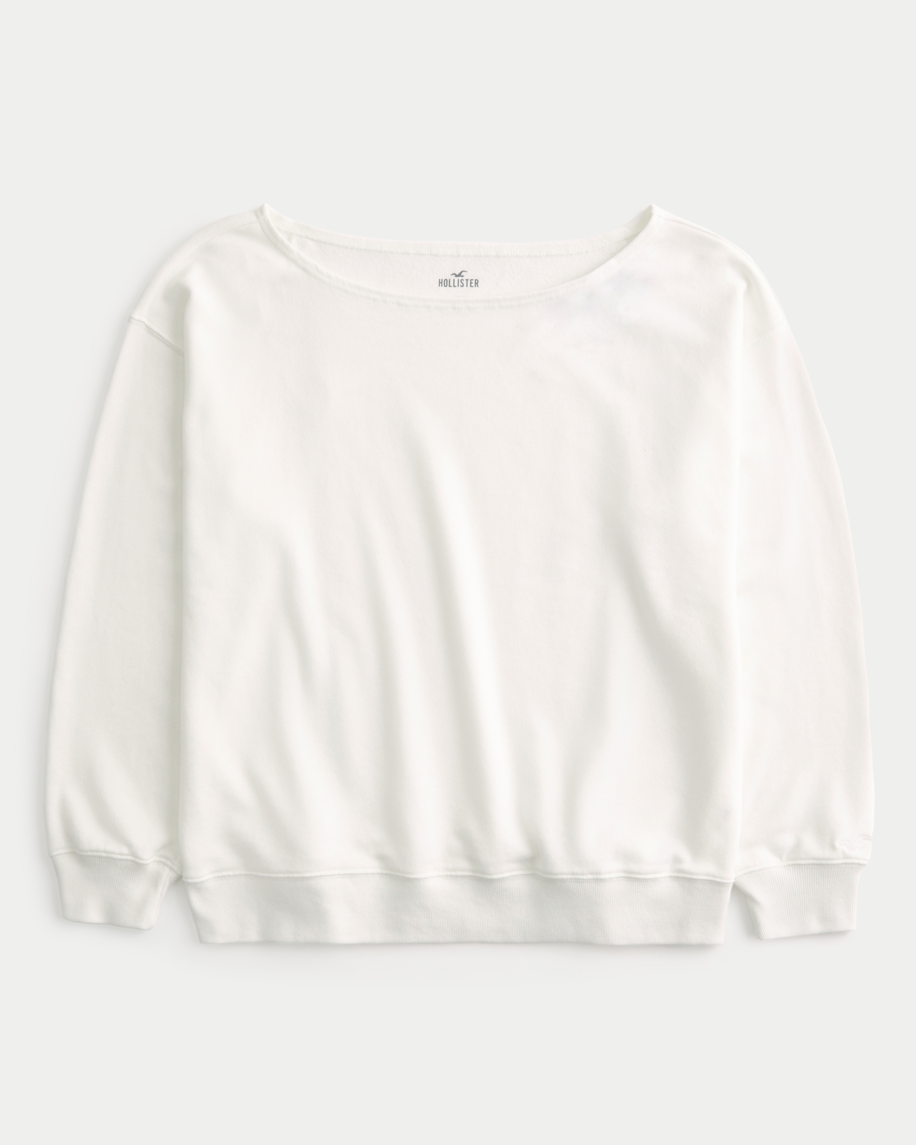 Women s Oversized Off the Shoulder Sweatshirt in White Size XXL from Hollister