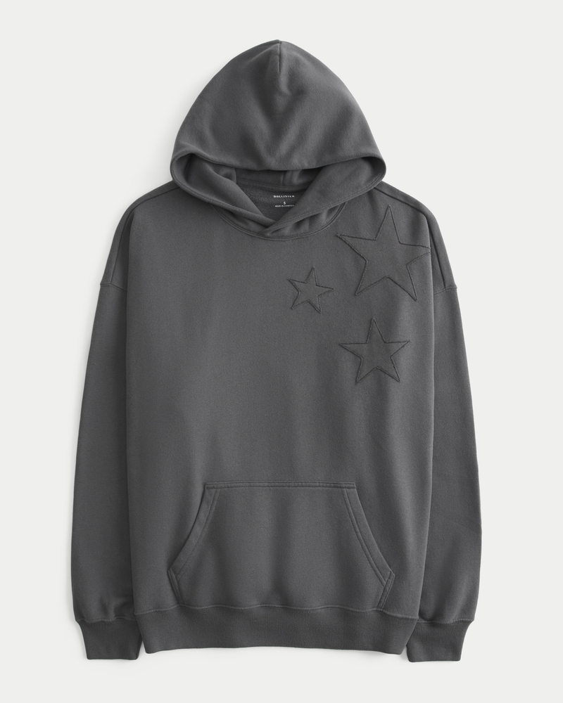 Women s Oversized Star Pattern Hoodie Women s Tops HollisterCo