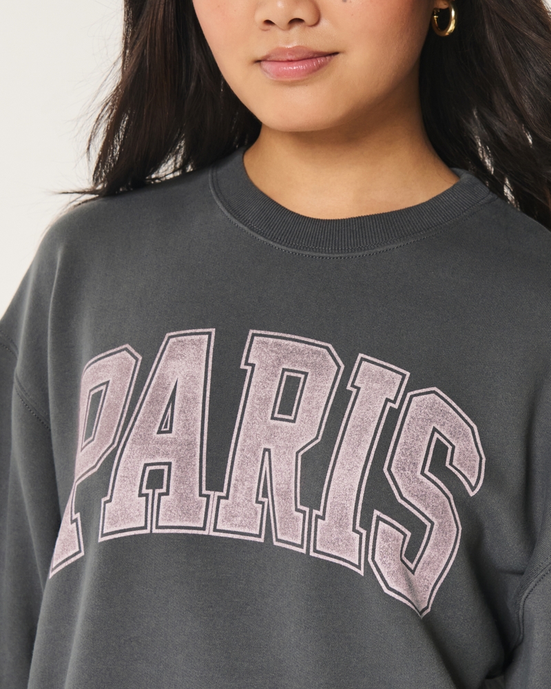 Oversized Paris Graphic Crew Sweatshirt