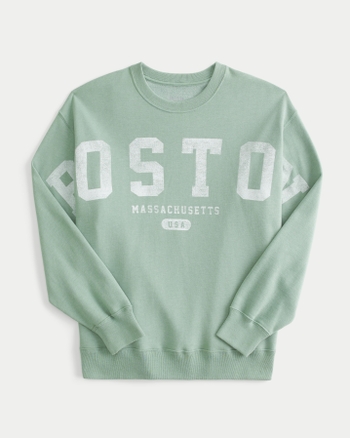 Boston Graphic Oversized Crewneck Sweatshirt