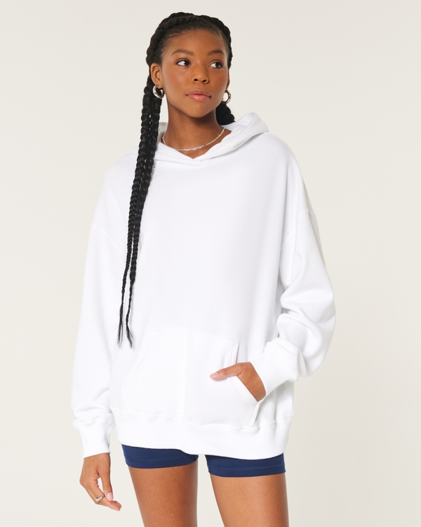 Hollister Feel Good Fleece Oversized Hoodie, White