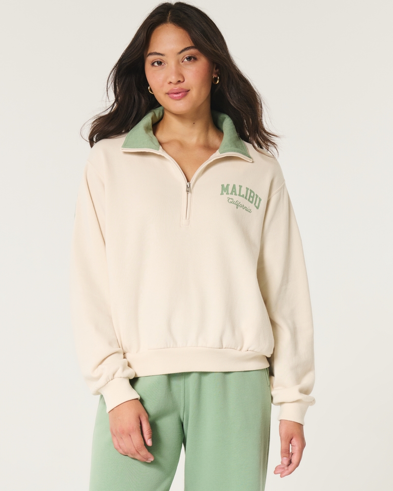 Easy Malibu California Graphic Half-Zip Sweatshirt