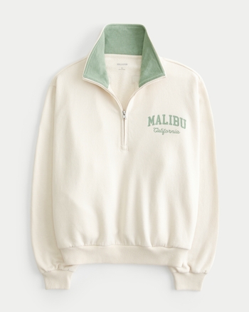 Hollister sherpa half zip top
