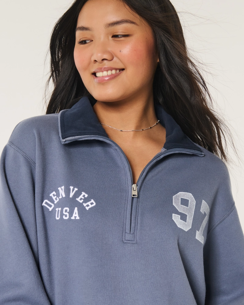 Easy Denver Graphic Half-Zip Sweatshirt