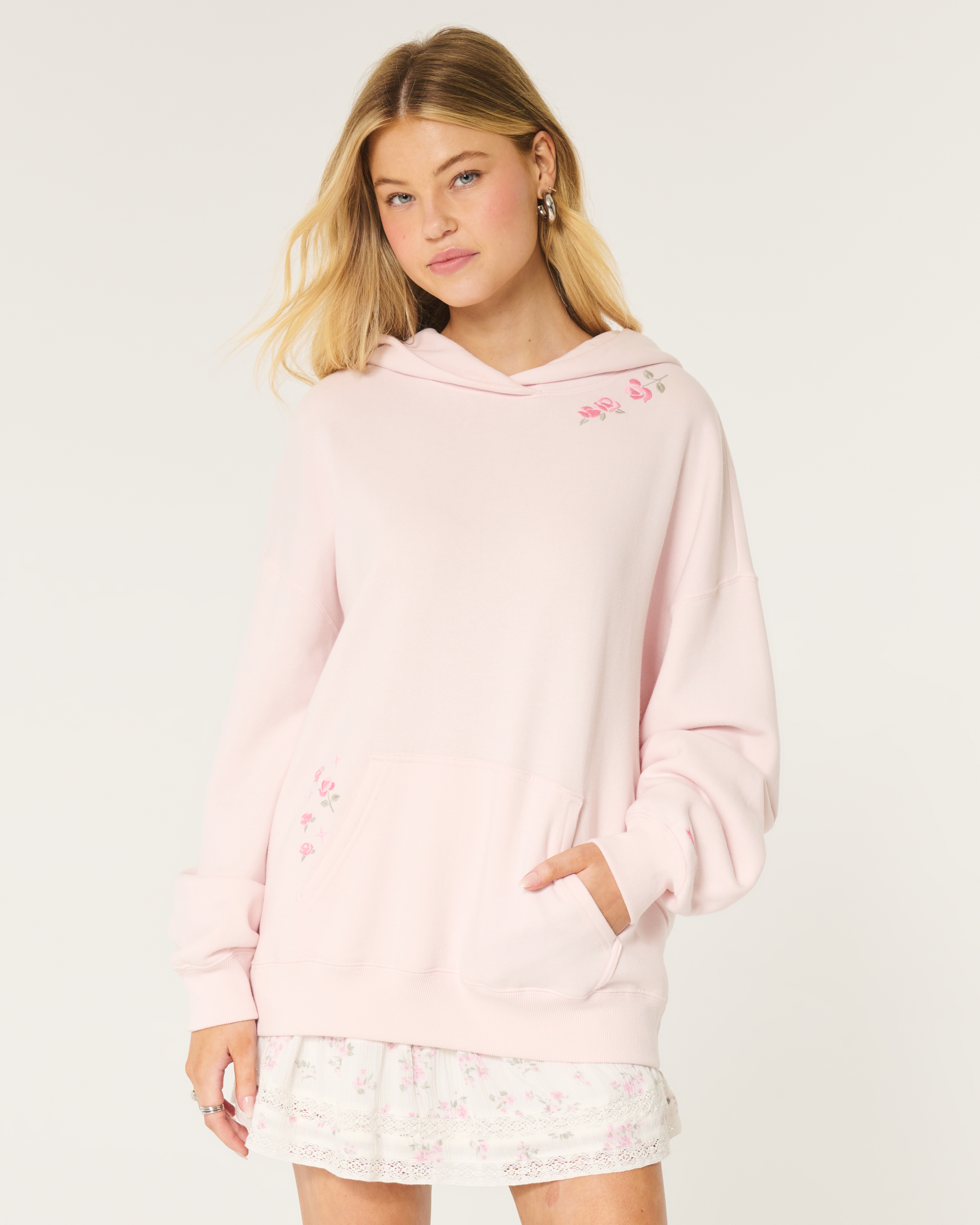 Hollister hoodie with roses best sale